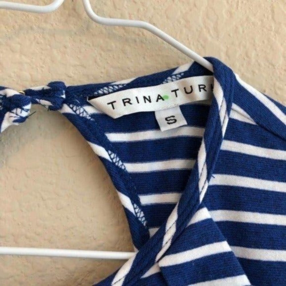 Trina Turk Tank Top Striped Ruffle Nautical - Picture 2 of 4